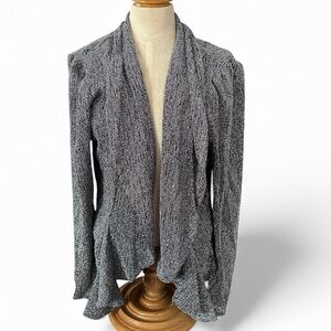 Dolls Kill Shimmer Blazer sparkle open front ruffle jacket 3X blue leopard